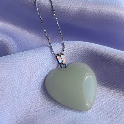 Tender green glowing heart pendant