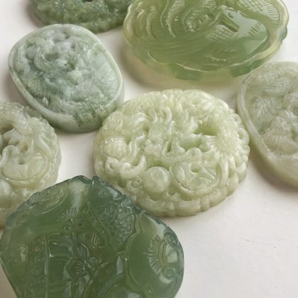 “Harmony” Green jade carved dragon pendant, Chinese nephrite, Luxury natural stone gift, Genuine Jade pendant
