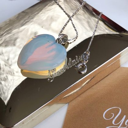 Mystic Opalite Heart pendant necklace yoga jewelry gift for women