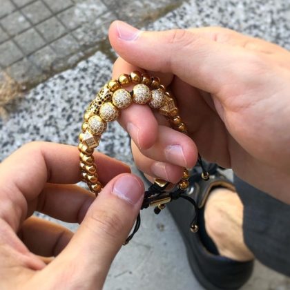 Luxury Gold beaded bracelet men
