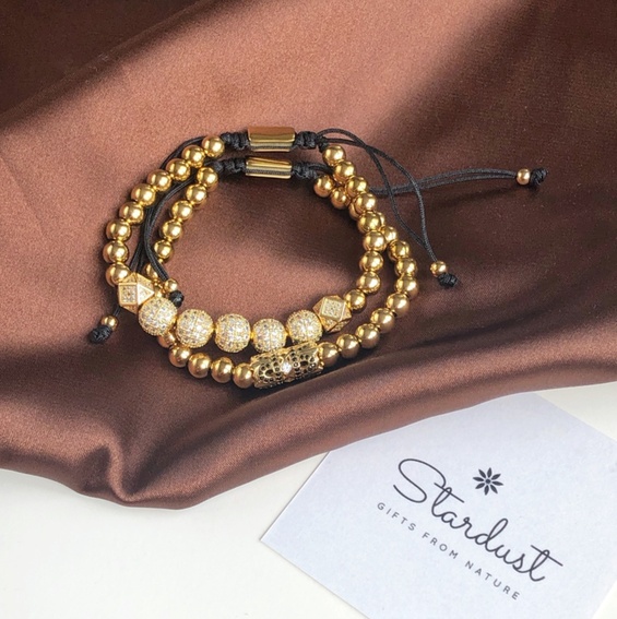 Luxury 18k gold filled bracelet set for men, gold zircon bracelet – Crystal  boutique