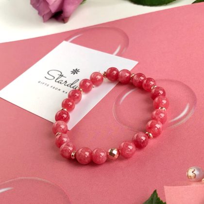 "wisdom" - Rose Jade Bracelet, rose Gold hematite, Genuine Pink Jade Stretch Bracelet
