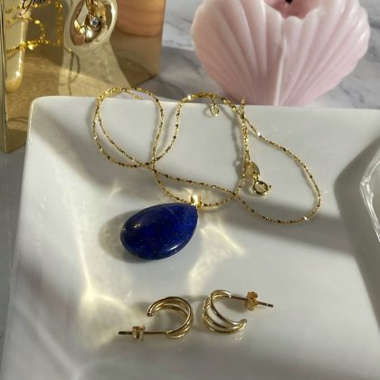 Lapis Lazuli drop pedant gold chain