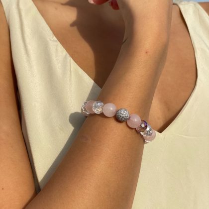 Luxury zircon and rose quartz bracelet
