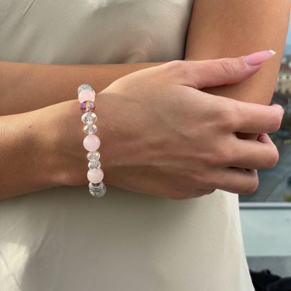 Luxury zircon and rose quartz bracelet gift