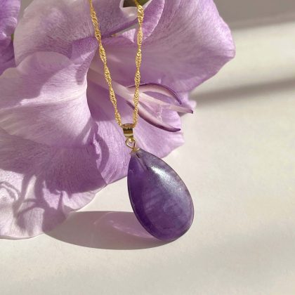 Natural Amethyst pendant 14k gold filled chain