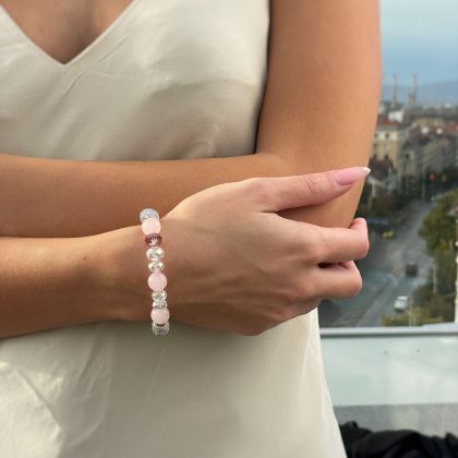Rose Quartz bracelet with zirconia beads