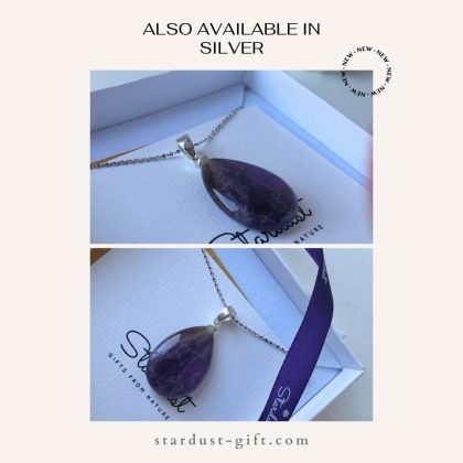 "Wealth" Amethyst pendant with 18k gold filled chain, natural purple gemstone necklace