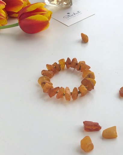 "Caramel" Raw Amber bracelet, rough crystal bracelet