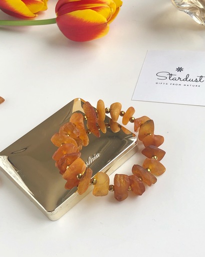 "Caramel" Raw Amber bracelet, rough crystal bracelet