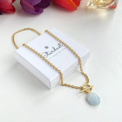 Aquamarine luxury gold necklace
