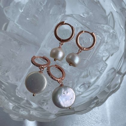 Simple hoop Pearl Earrings, rose gold pearl earrings, bridesmaid gift