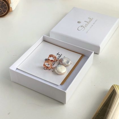 "Wedding" - Elegant Flat Pearl Earrings, braidal rose gold earrings, wedding party gift