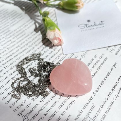 Genuine Rose Quartz heart pendant