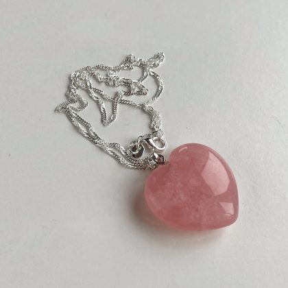 Natural Rose Quartz heart pendant