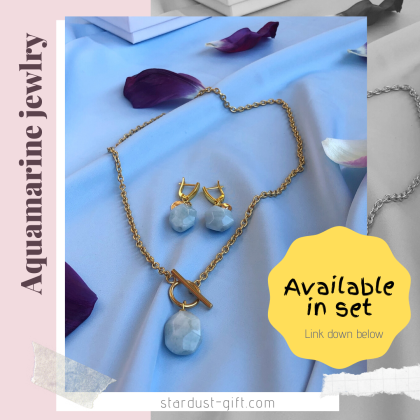 "Clear thougths" Aquamarine Dangle Earrings, gold hammered coin charms