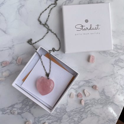 Rose Quartz heart pendant in gift box