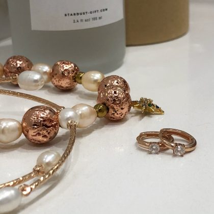 "Princess" - Rose Gold Hoops with CZ Diamonds, modern hoop earrings