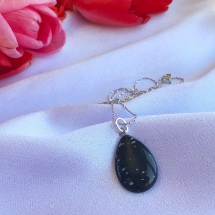 “Soothing” stone Snowflake Obsidian Pendant for her
