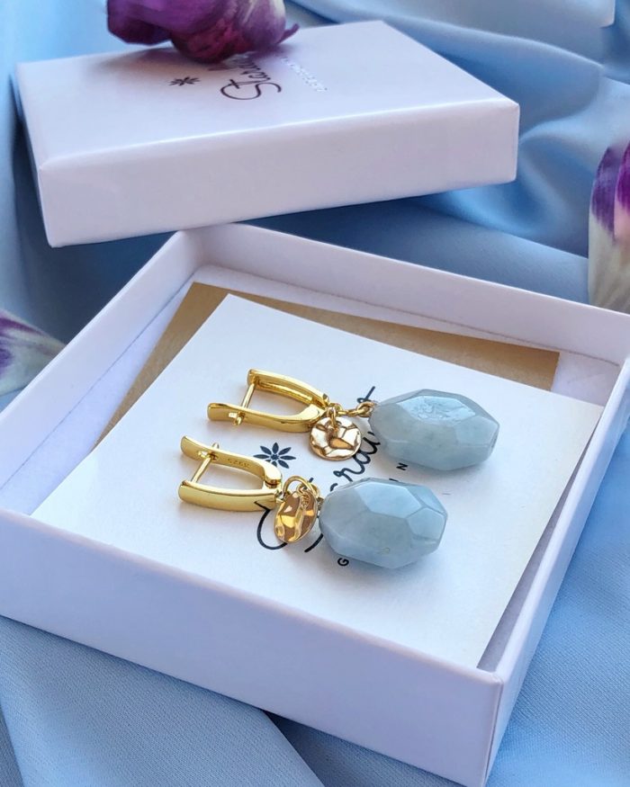 Luxury Gold Aquamarine earrings