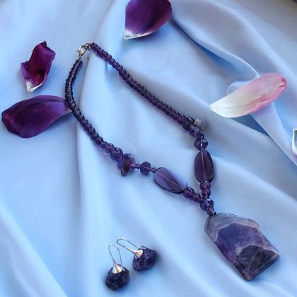 "Boho" Amethyst pendant necklace, birthday gift for women