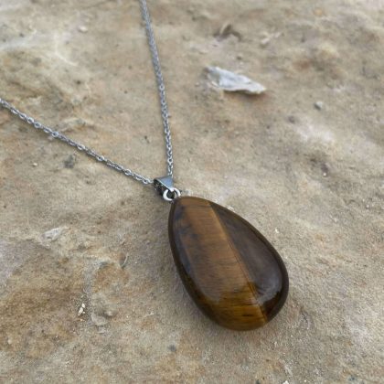 "Protection" Big tiger eye pendant necklace, gift for her