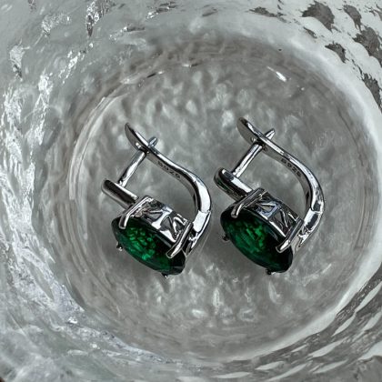 Latch back green gemstone earrings