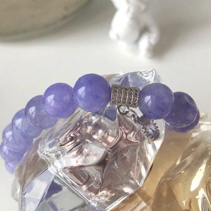 "Dreamy elegance" - Lavender Jade bracelet, Zircon charm, purple bracelet