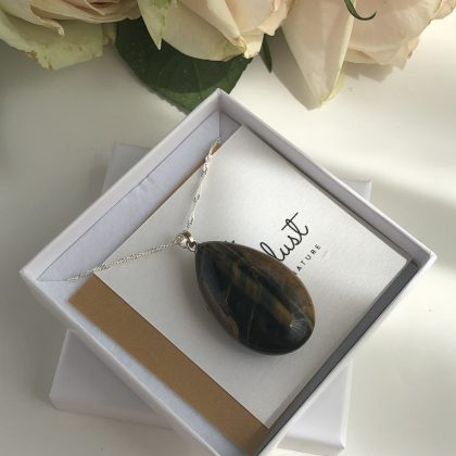 "Protection" Big tiger eye pendant necklace, gift for her