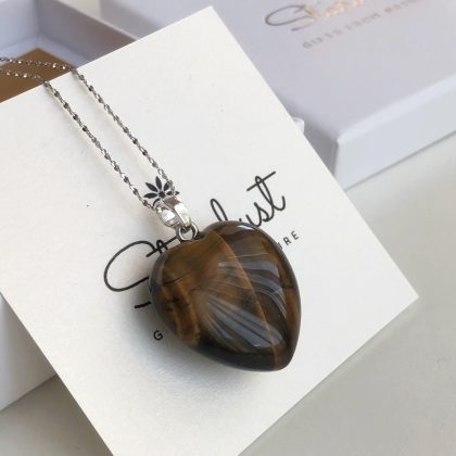 TIGER EYE heart pendant necklace, gift for her