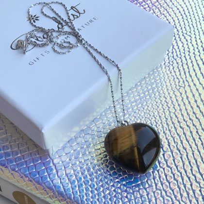 TIGER EYE heart pendant necklace, gift for her