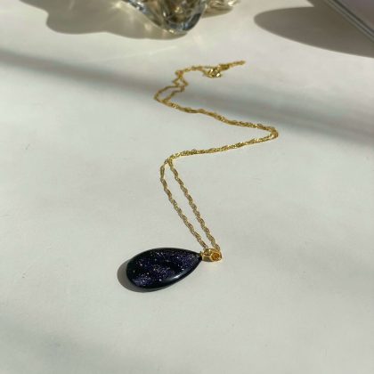 Minimalist blue goldstone pendant