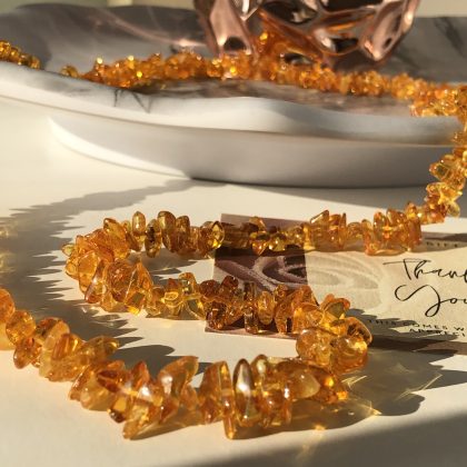 "Charming" Caramel Amber Chips necklace, baltic amber healing necklace