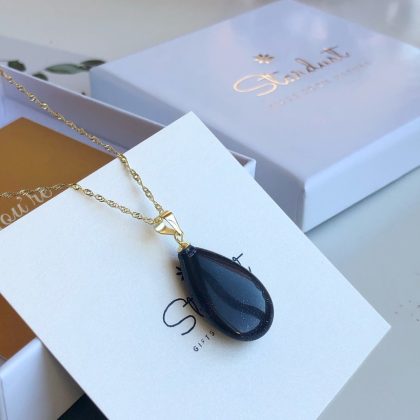 "Ambitions" Blue Goldstone Pendant, Gold chain, Graduation gift, Natural Stone Jewelry
