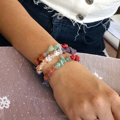 Seven Chakra bracelet, Natural Stone Bracelet, Rainbow, natural chips bracelet