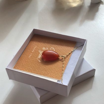 "Vitality" Carnelian Pendant, 14k Gold filled chain, Birthday gift for her, Graduation gift
