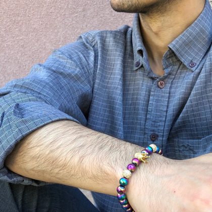 Stunning blue pink bracelet men