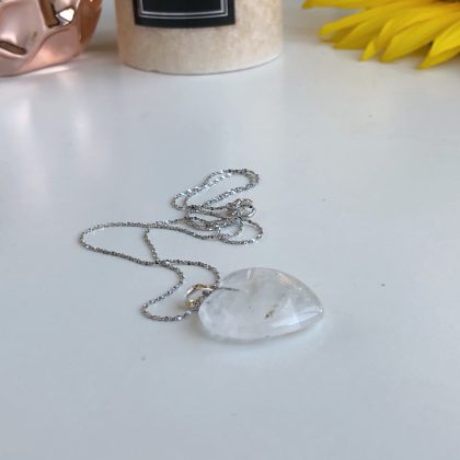 "Hidden knowlege" Clear Crystal heart pendant, atlantean crystal, clear quartz