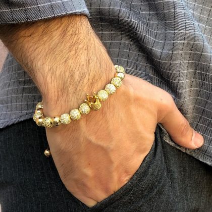 Gold Zircon Crown bracelet for men