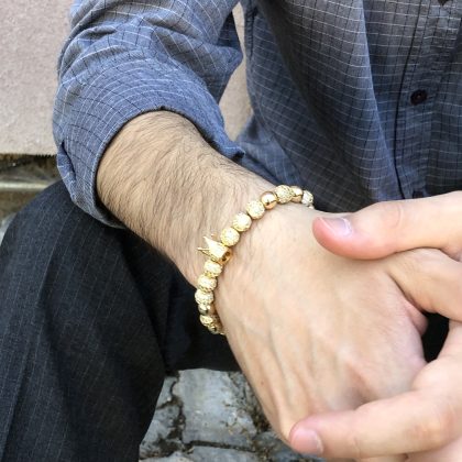 "Crown" Luxury 18k gold filled bracelet for men, gold zircon bracelet