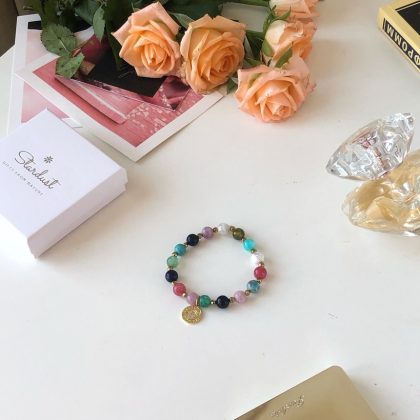 Rainbow natural stone bracelet for her