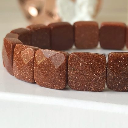 "Self-love" -  Brown faced GOLDSTONE bracelet, luxury Natural Stone bracelet