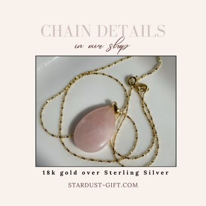 "Love vibes" - Pink drop Rose Quartz Pendant - 18k gold filled 'Star' chain