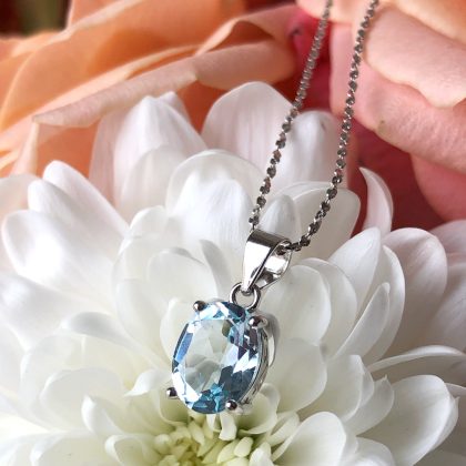 Genuine gemstone Sky Blue Topaz jewelry set Sterling Silver VVS Grade Crystal gift for valentine's day - Bridesmaid gift clean design