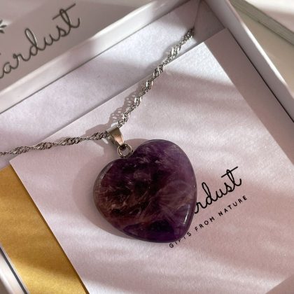 "Charm" Purple AMETHYST heart pendant 2.5cm, natural stone gift, mother's day gift
