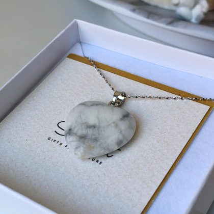 "Stability stone" - white howlite heart pendant necklace, graduation gift for girl