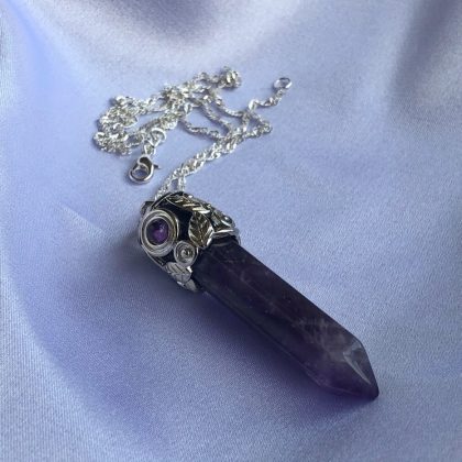 "Boho" Large Boho Chic Amethyst Pendant, Dark Purple Amethyst necklace