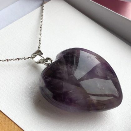 "Amethyst love" Deep Purple AMETHYST heart pendant, natural stone gift, mother's day gift
