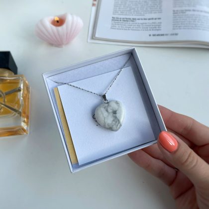 "Stability stone" - white howlite heart pendant necklace, graduation gift for girl