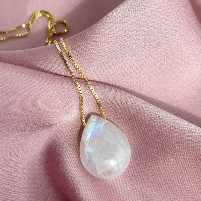 Luxury moonstone necklace gold snake chain